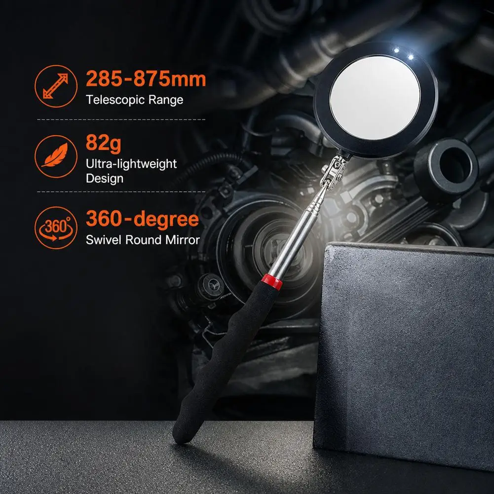 Universal Detection Folding Mirror 360° Rotating Reflector Auto Repair Tool Accessory Telescopic Bottom Inspection Mirror