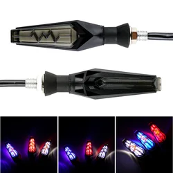 4Pcs Motorcycle Turn Signal Lamp Beat Electrocardiogram Water Flowing Signal Light Indicators Amber Blinkers Motorbike Lamp