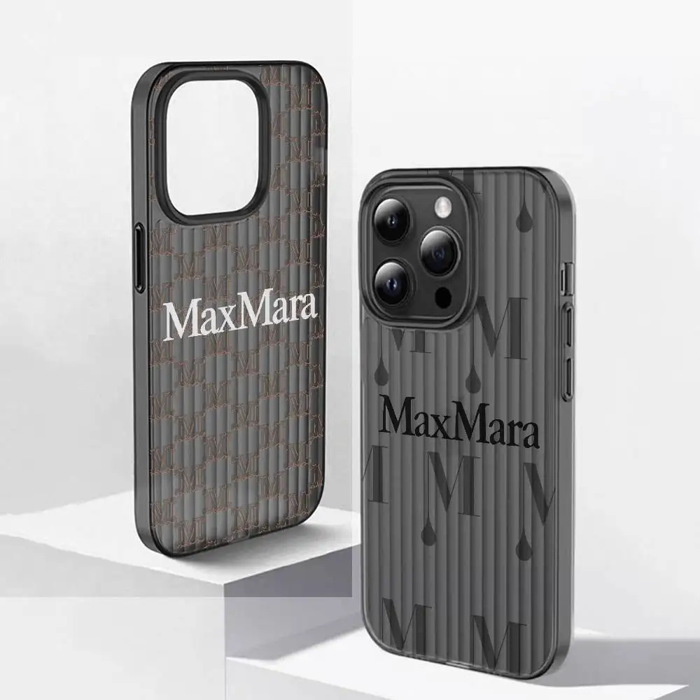 Funda de Teléfono de la Marca Max Mara para iPhone 16 15 17 Pro 11 12 13 14 Pro Max Plus, Carcasa de Silicona Suave con Diseño de Ondas
