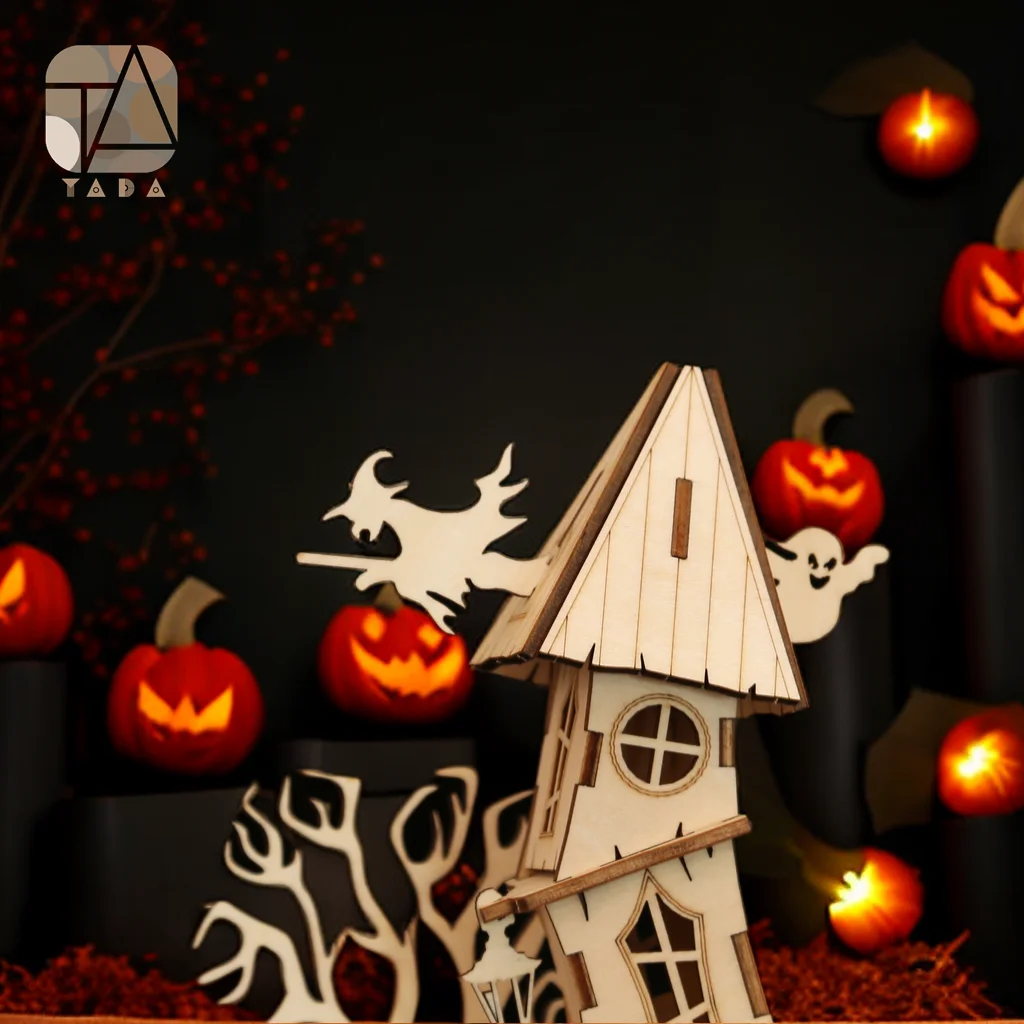 Tada-Puzzle 3D en Bois pour Décoration de Maison d'Halloween, Modèle Mécanique à Assembler, Jouet de ix, Cadeau pour Enfant et Adulte