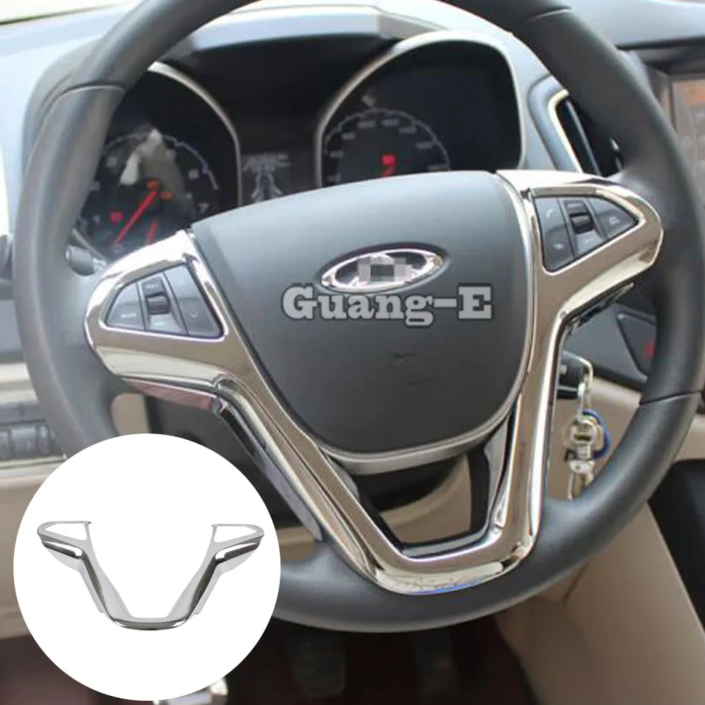 

Car Stick Styling Cover ABS Chrome Steering Wheel Interior Kit Switch Trim Frame For Chery Tiggo 5 Tiggo5 2014 2015 2016 2017