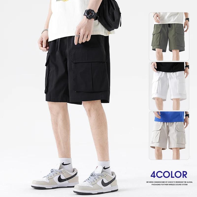 

Новинка лета 202, мужские повседневные рабочие шорты, универсальный дизайн с завязками на талии, большие модные быстросохнущие шорты с несколькими карманами Ameri