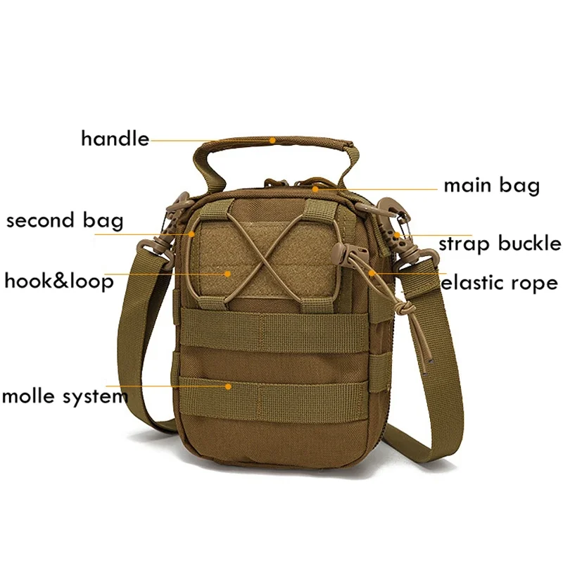 Sacos de caminhada ao ar livre portátil escalada acampamento pesca sacos peito grande capacidade tático paintball combate esportes molle saco bolsa