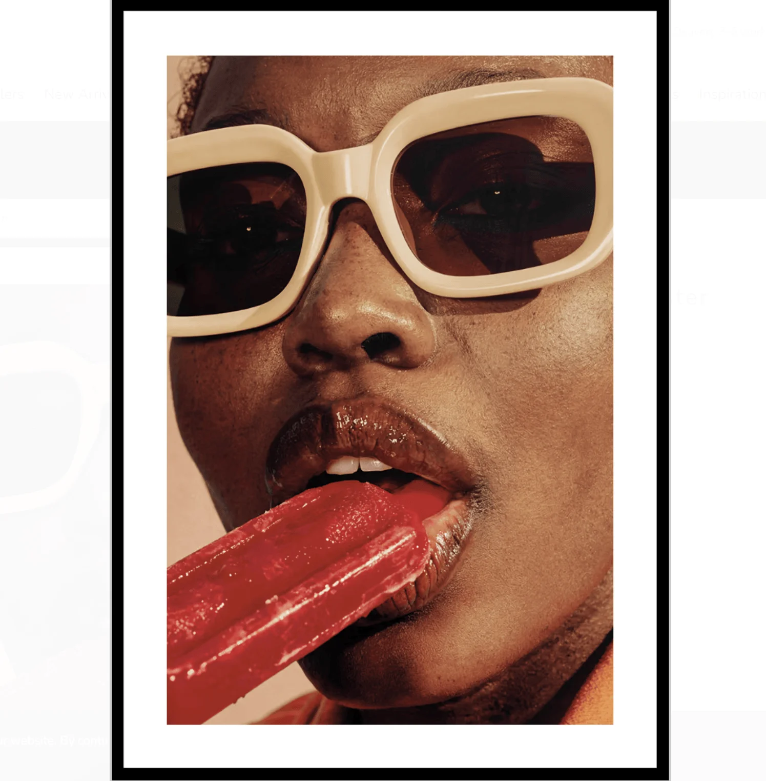 Wall Art Canvas Prints Posters Decor, Fashion Portrait Sunglasses Red Popsicle Print, Bedroom Living Room Bar Cafe Wall Decor