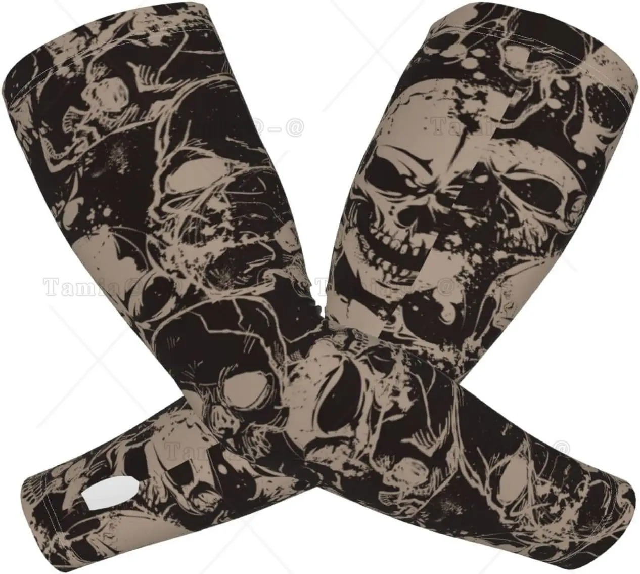 Tattoo Skull Hand Drawing Gardening for Women Men Farm Sun Protection Thorn Proof Cooling Arm Sleeves Cover for Garden Sports