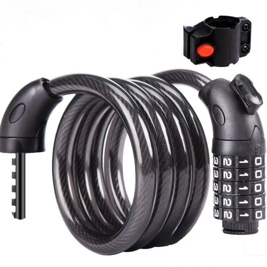 

4 ft HighSecurity Coiling Bike Lock Cable with Preset 5Digit Resettable Combination for Secure Outdoor Use on Scooters Motorcyc