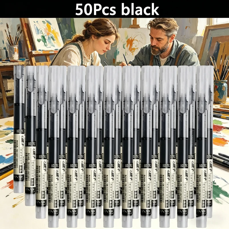

5-50PCS Straight Liquid Color Ballpoint Pen Set, Fine Tip Kawaii Cute Gel Pens for Student Writing, Office & School Supplies