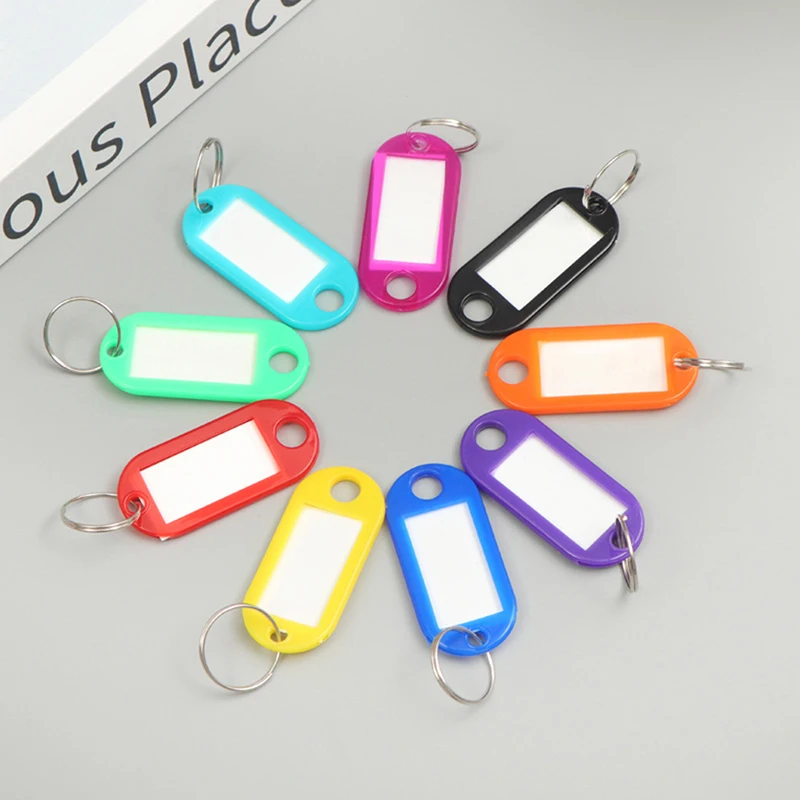 50Pcs Colorful Keychain Key Tag Label ID Name Room Address TEL Number Marker Key Tag Baggage Tag With Split Ring