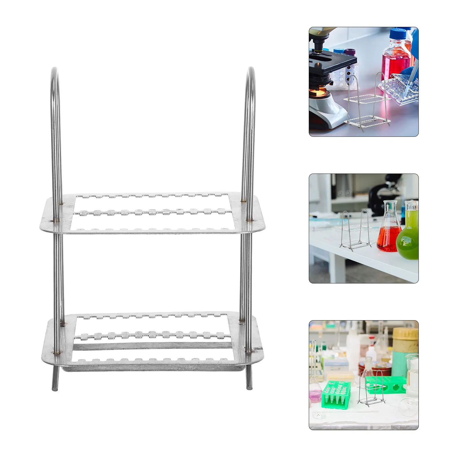 

24-Slots Microscope Slides Rack Stainless Steel Vertical Holder Laboratory Equipment for Slide Staining Drying