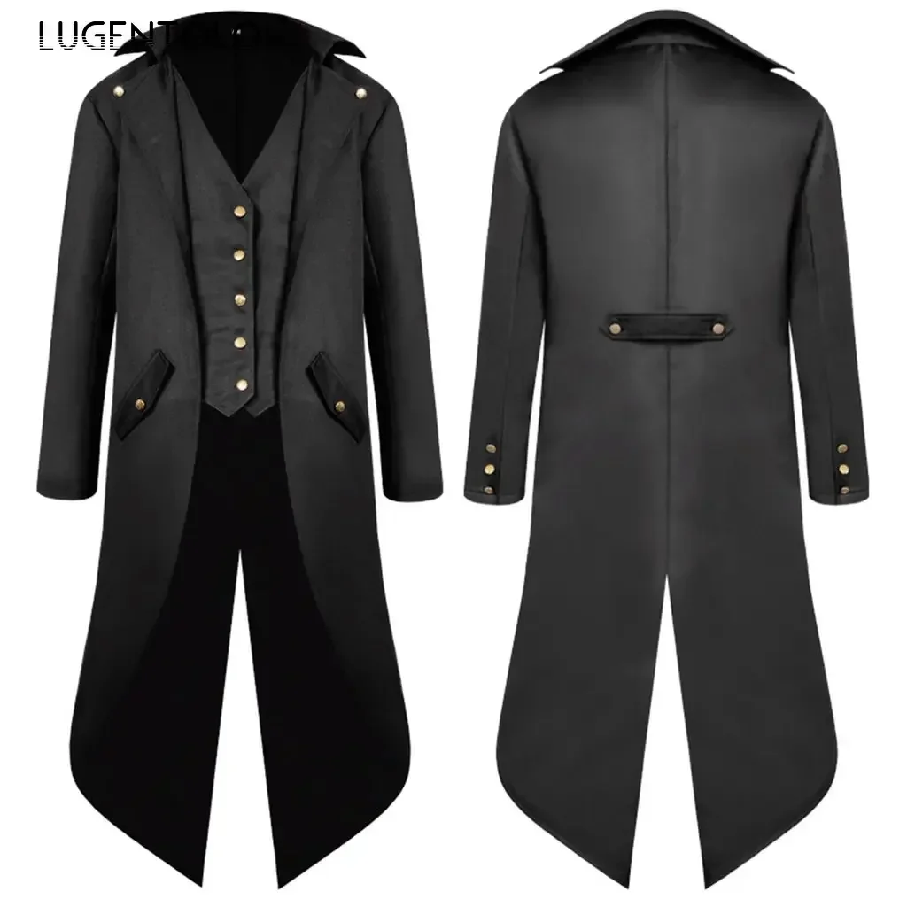 Men Medieval Steampunk Coat Vintage Tuxedo Halloween Cosplay Costume Tailcoat Male Renaissance Single-breasted Long Jacket