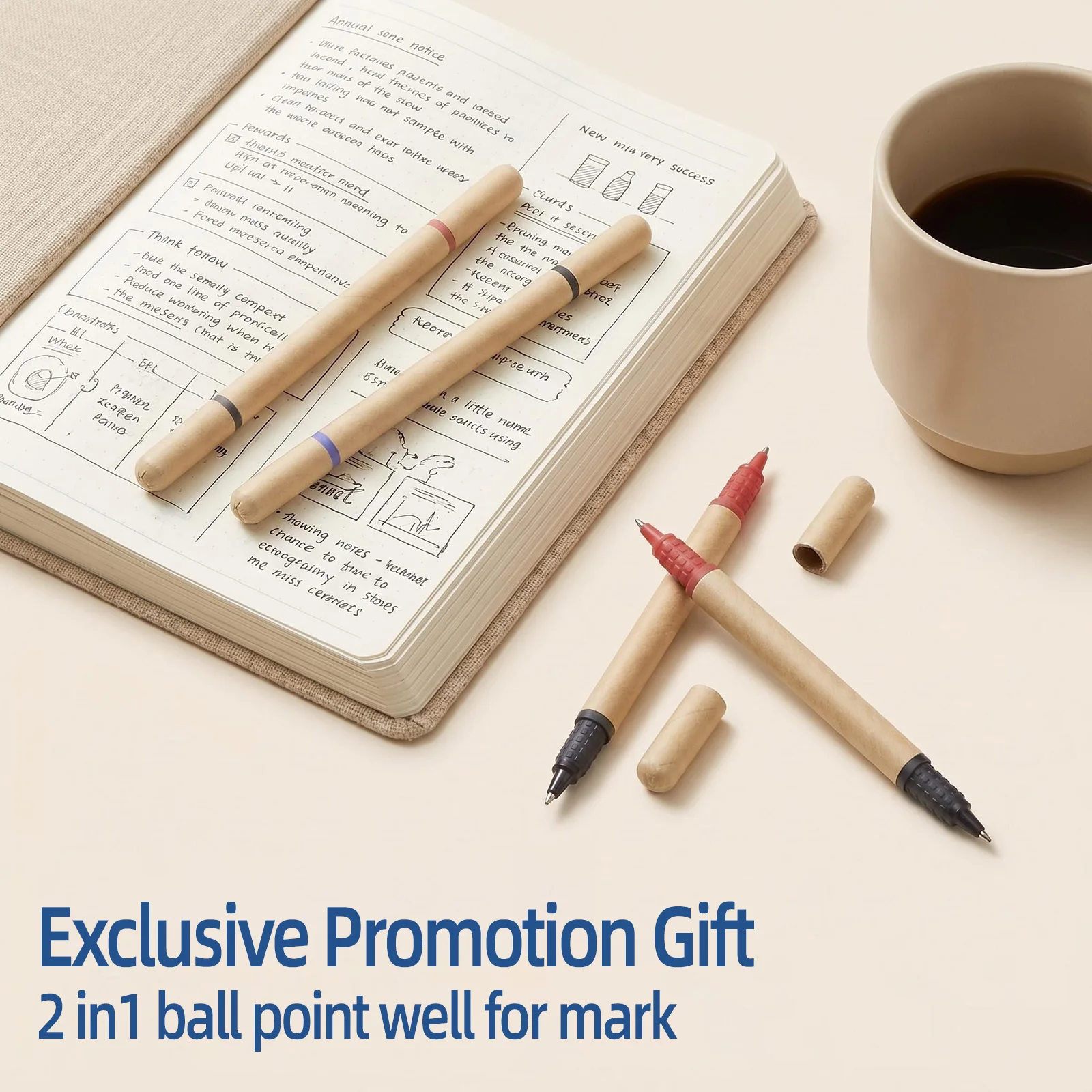 100pcs Dual Refill Customize Eco Ball Pen Logo Gift Recycle Paper Ballpoint Pens Promotion Advertise Giveaway Print Business Lot