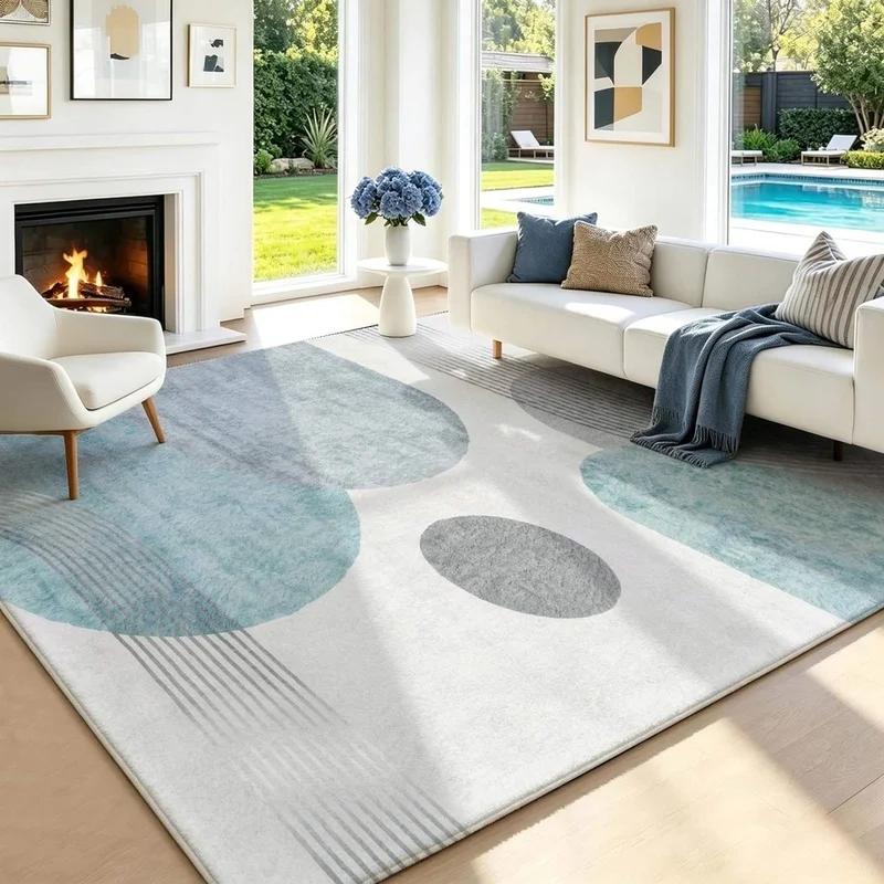 1Pc Morandi Geometric Stripe Rug, Machine Washable, Personalized Decoration, Modern Minimalist Style, Applicable to Living Room, Bedroom, Entryway, Office, Corridor and Other Areas