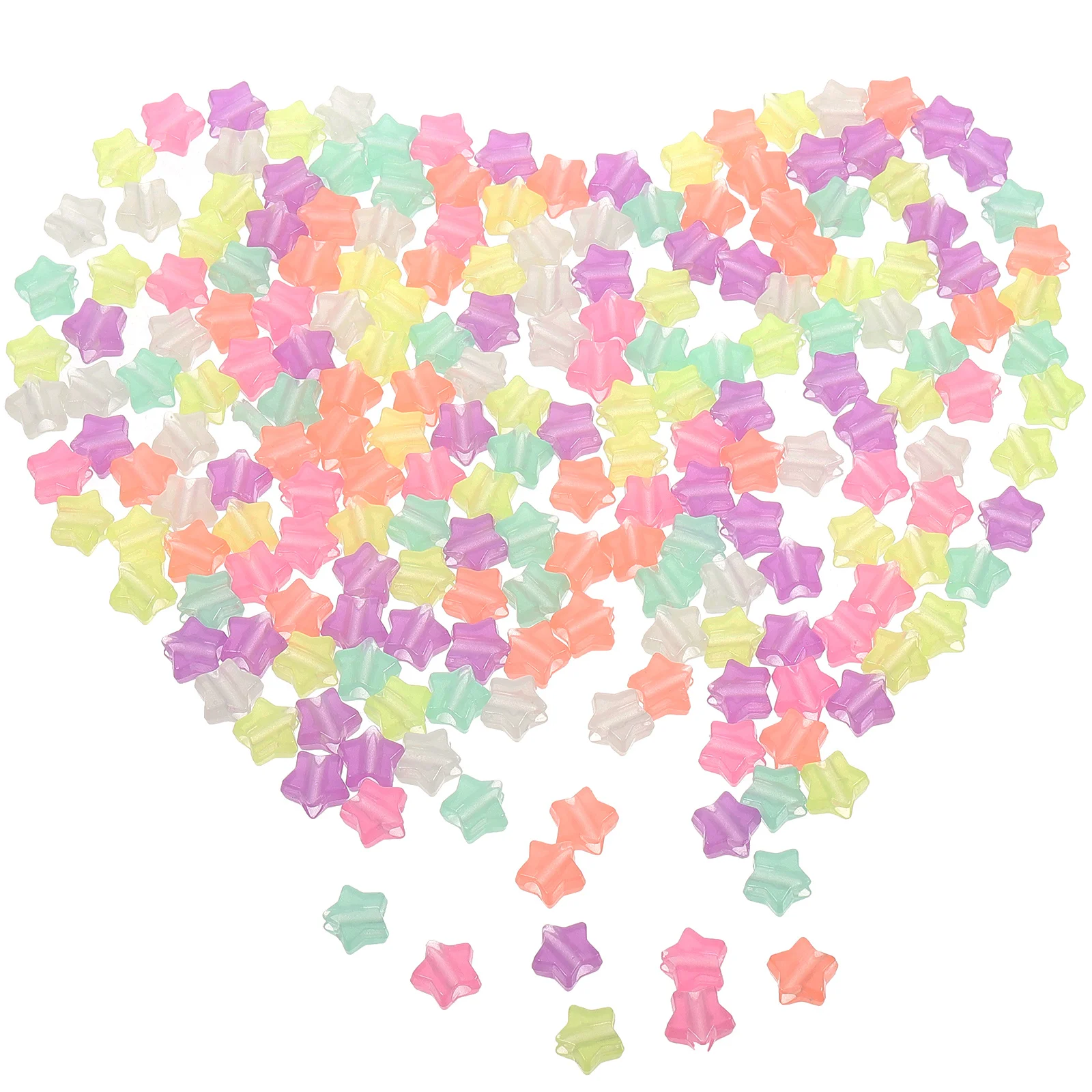 

200Pcs Star Shaped Plastic Beads Glow in Dark DIY Jewelry Making Random Color Bracelet Necklace Plastic Glow in The Dark Beads