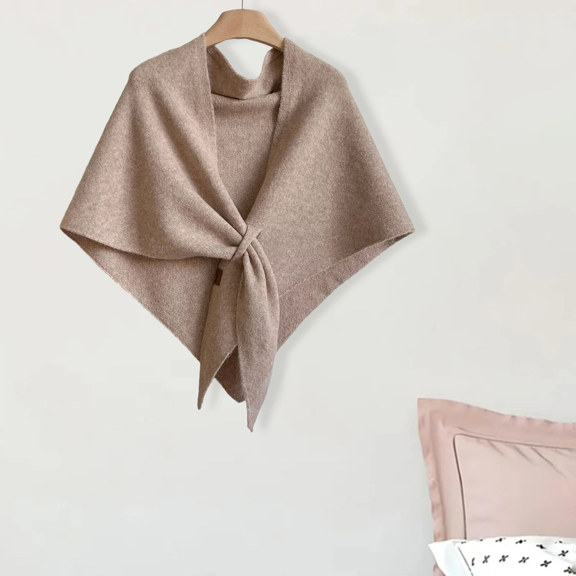 

Women s Solid Color Knitted Triangle Shawl Scarf Lightweight Poncho Wrap for Spring and Fall Fashion