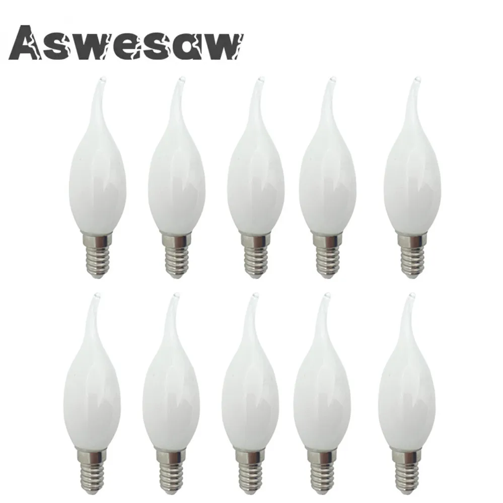 

10pcs 7W Retro LED Candle Filament Bulb C35 Frosted Light Bulb E27 E14 Dimmable Edison Screw Light Lamp Chandelier Warm White