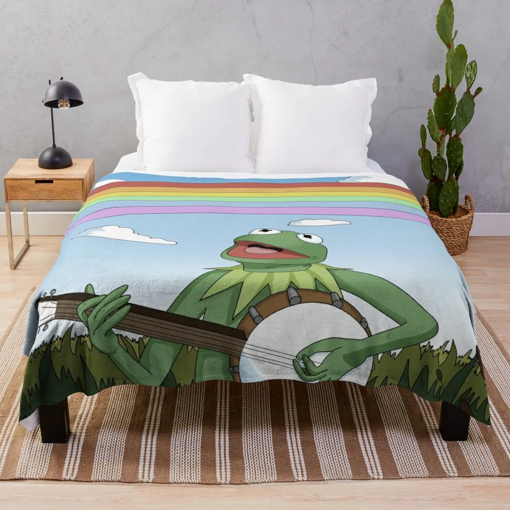 Wholesome Kermit The Frog Throw Blanket Thermal Retros Warm Flannel Fabric Blankets