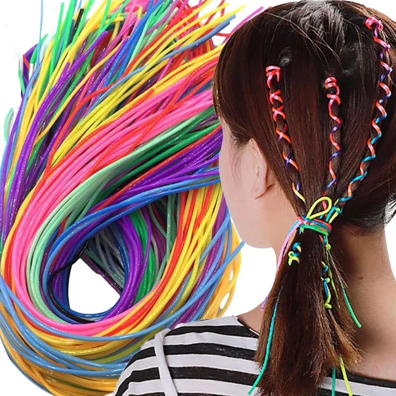 20pcs Mix Colorful Hair Braids Rope Strands for African Braid Girl DIY Ponytail Hair Ribbons Women Styling Hair Accessories