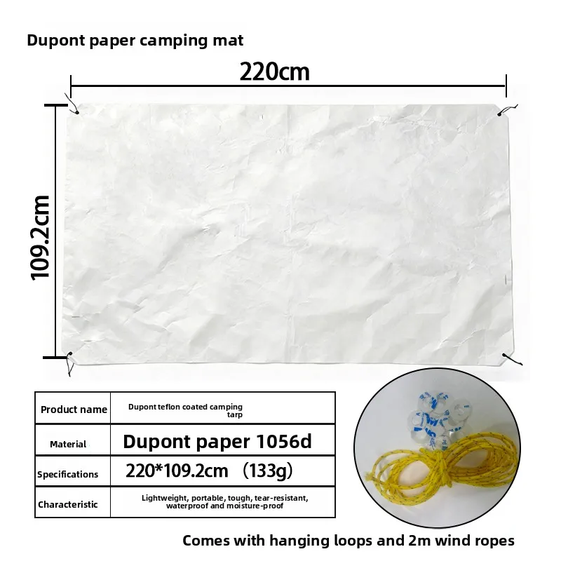 Lona de Camping Tyvek Ultraligera, Impermeable, Resistente a la Humedad, Tapete para Picnic, Manta de Playa Antidesgarros y Duradera