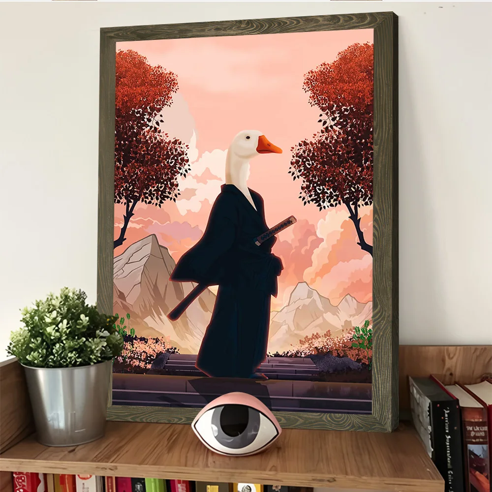 거위 사무라이 악마 슬레이어 인쇄 포스터 맞춤형 그림 벽 예술 캔버스 그림 침실 장식용 선물