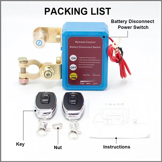 Remote Control Manual 12V24V Car Battery Breaker, Anti-loss and Leakage Protector, Integrated Intelligent Breaker