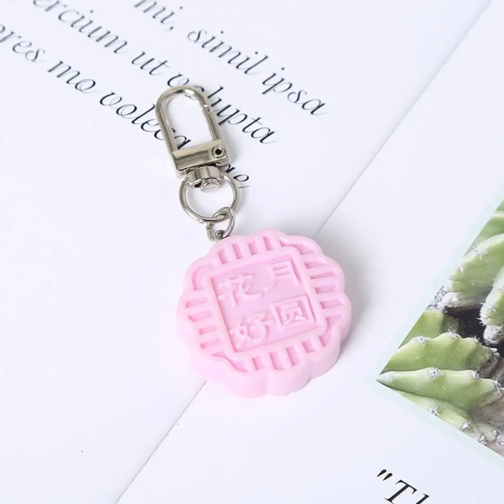 Modny brelok do kluczy z PVC Mid-Autumn Cute Lucky Mooncake Pendant Blessing Mini Moon Cake Keyring Backpack Decor