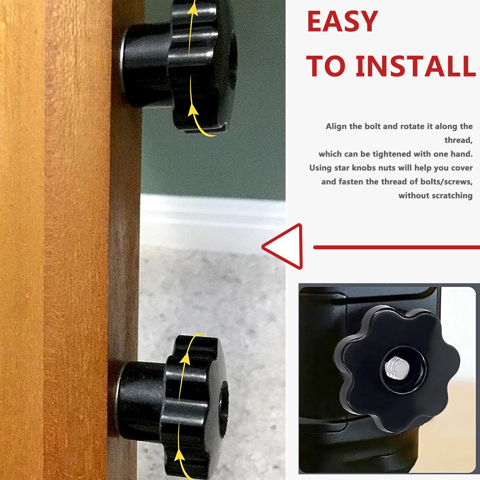 

12 pcs Star Knob Thread Nut Black Plastic Clamping Handle For Machine Tool Thru Hole Knobs Screw-On Handle Knobs Tool Parts