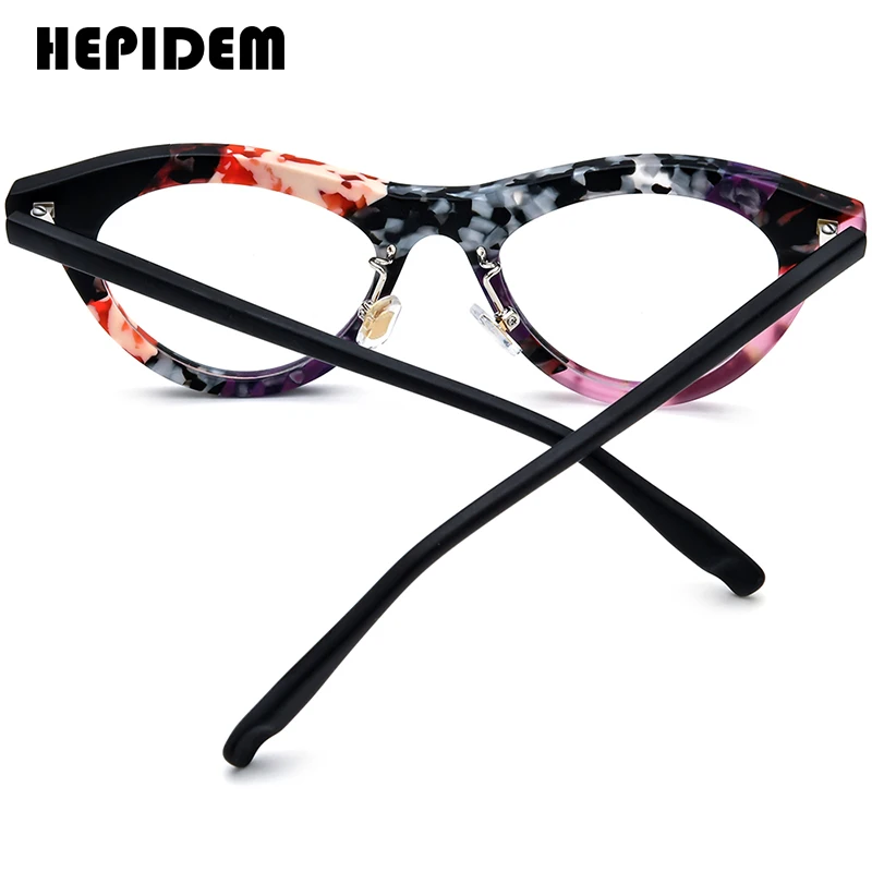 HEPIDEM Acetate Eyeglasses Frame Women Luxury Brand Design Cat Eye Glasses Japanese Handmade Spectacle Thick Cateye Eyewear 9392