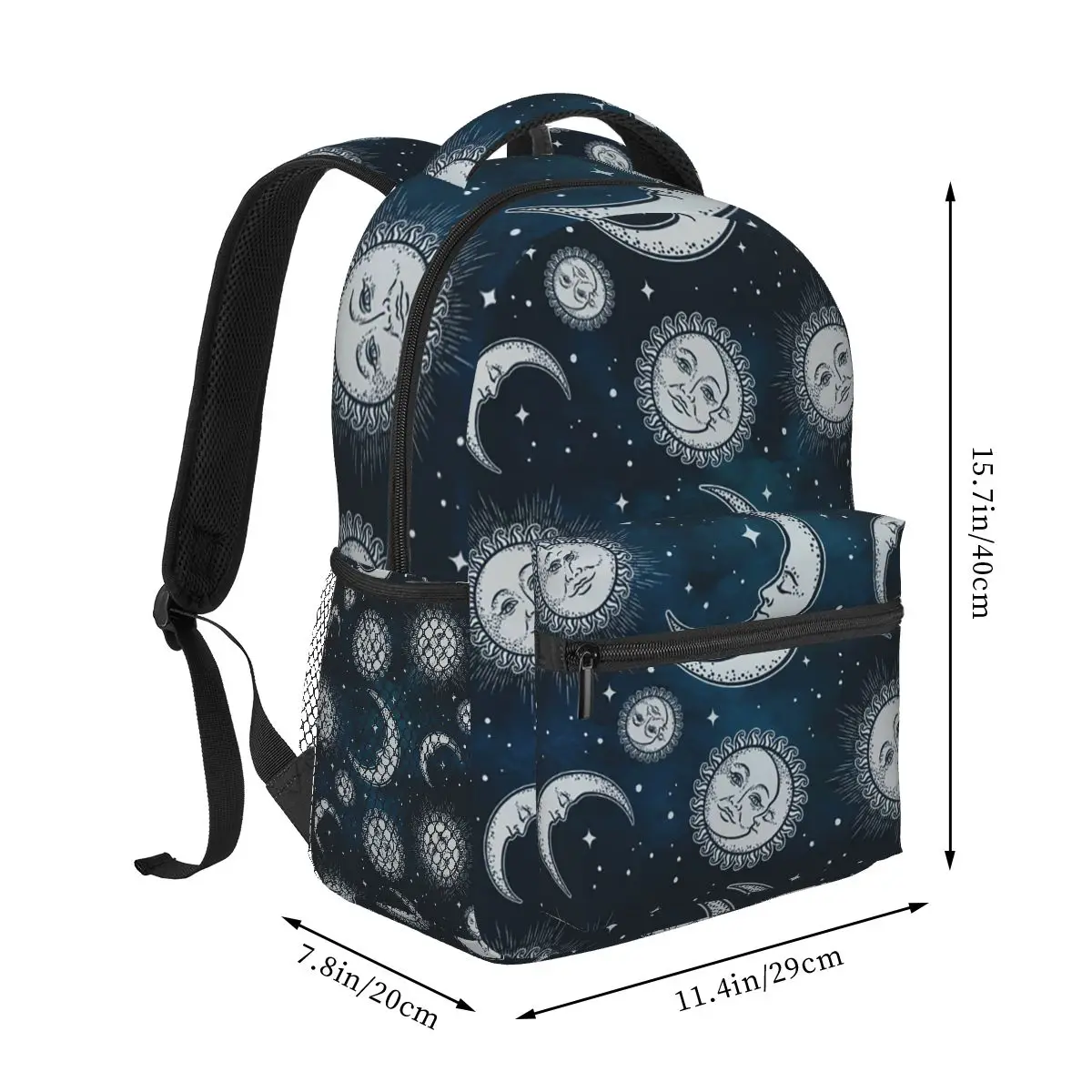 Celestial Mystic Esoteric Magic Sun Moon Backpack School Bag Hiking Travel Daypack for Boys Girls Fashion Bookbag Shoulder Bags