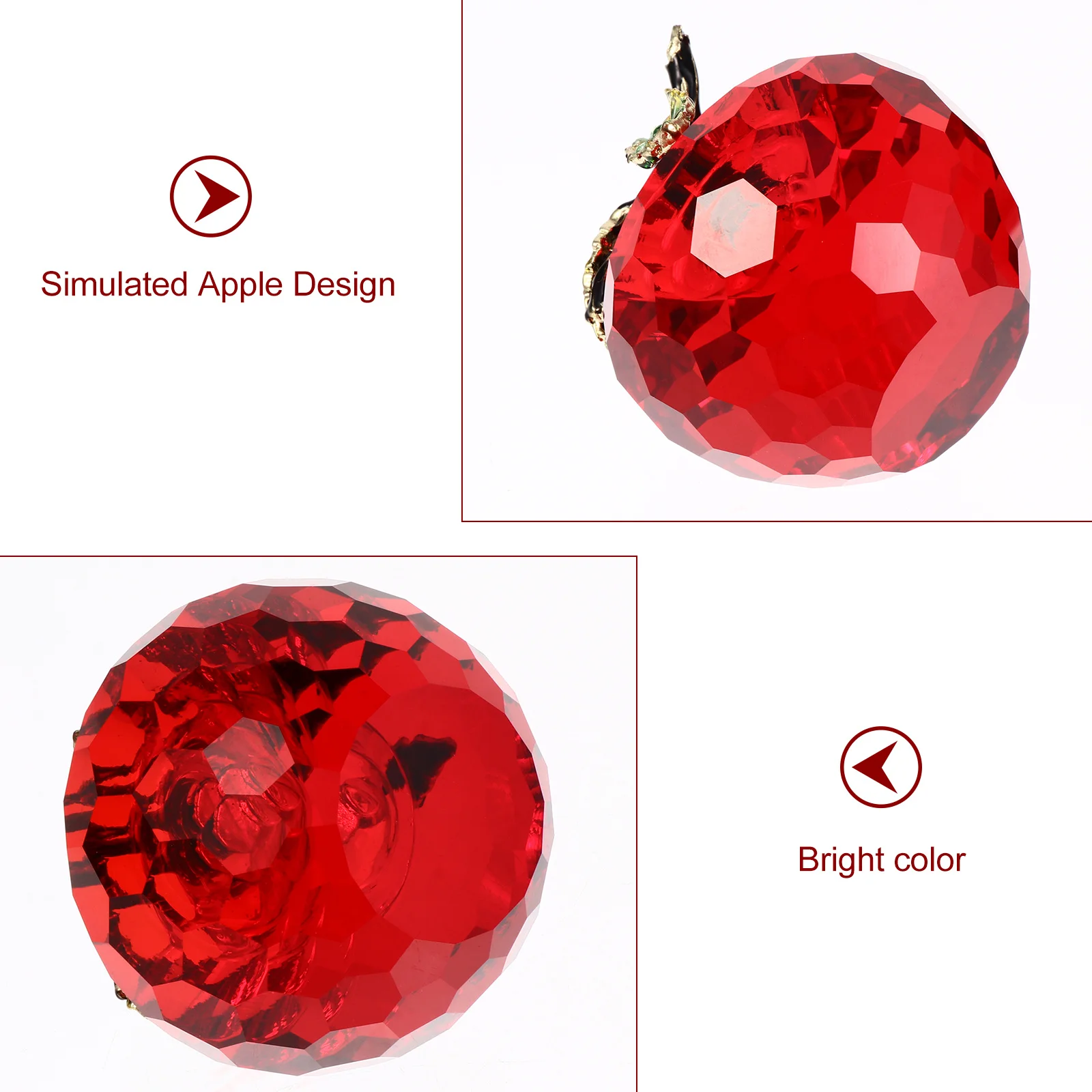 

1pc Faceted Apple Crystal Ornament Xmas Decor For Home Desktop Christmas Craft Adornment Gift Home Decor Miniature