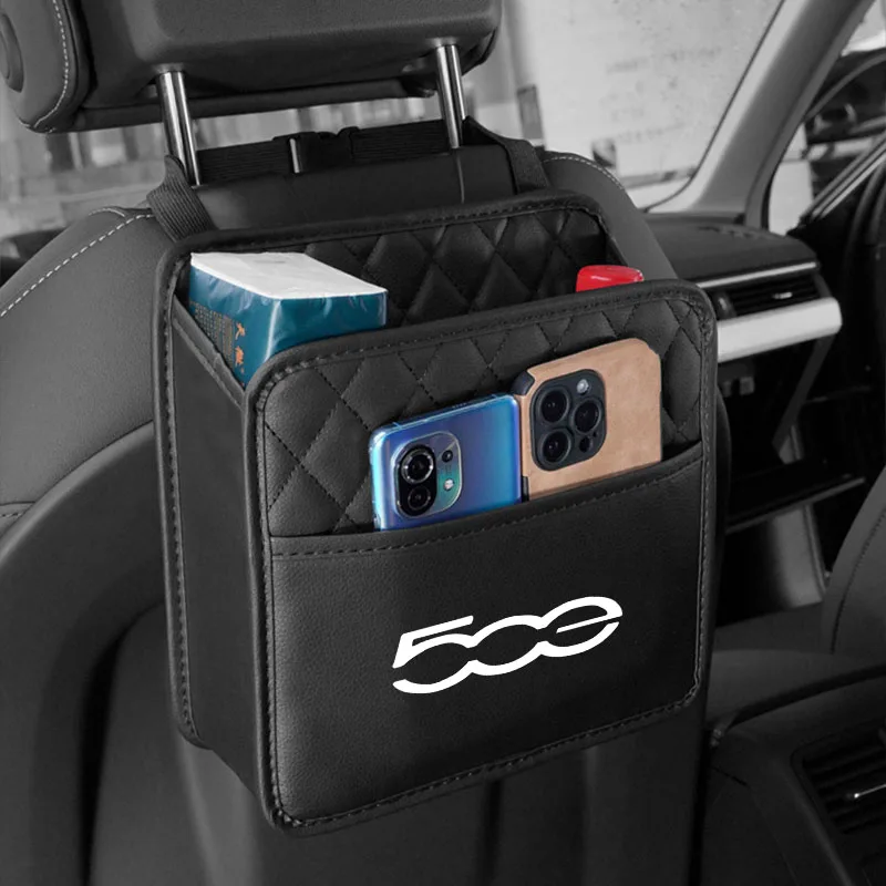 Bolsa de almacenamiento colgante para asiento trasero de coche, soporte para vasos de agua para FIAT 500E 500, 500L, 500C, 500S, 500X, accesorios para coche