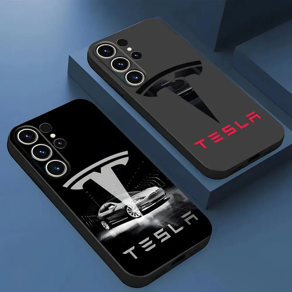 T-Teslaes Auto-Logo Handyhülle für Samsung S26 S24 Ultra S25 S23 Fe S22 S20 S21 Plus A16 A54 A34 A53 Rückseiten-Cover