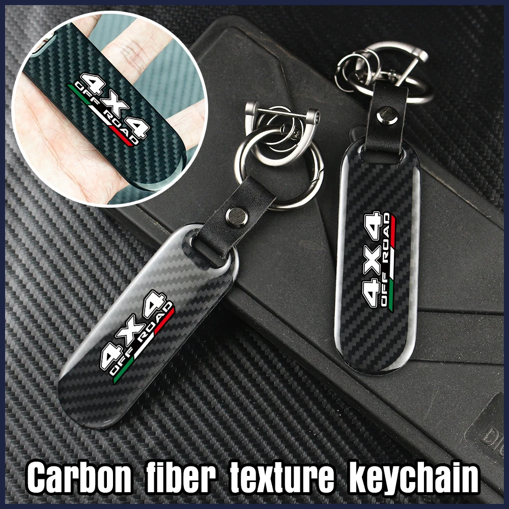 

Carbon Fiber 4x4 OffRoad Car Key Rope Car Key Chain Pendant Keyring Horseshoe Buckle For Fiat Ducato 500 500L Panda Grande Punto