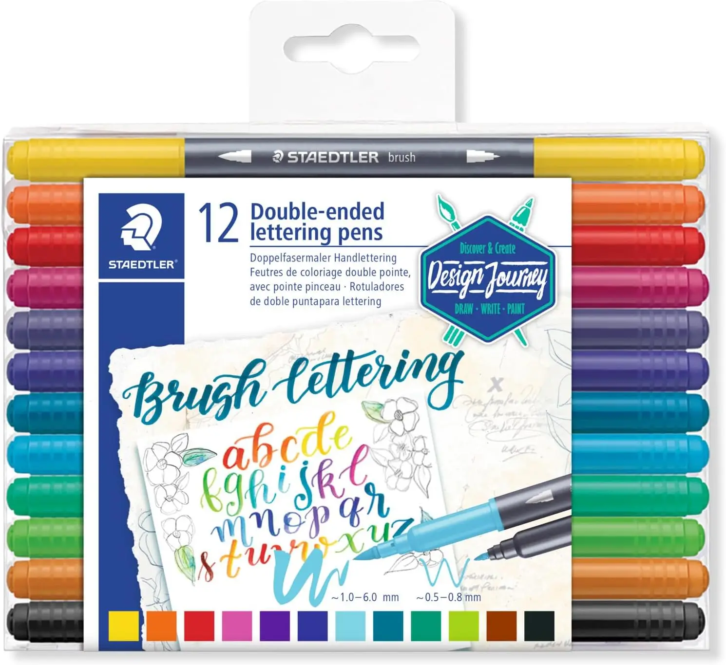 

Double-ended Brush Marker Set of 12 Colors, Flexible Fine Tip for Creative Lettering and Blendable Ink Art