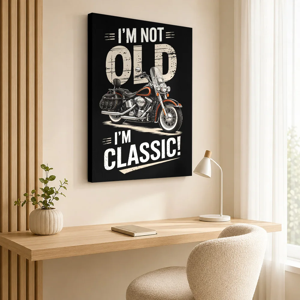 American FLSTC Heritage Softail Black Cruiser Bike Canvas Print Posters 3D Wall Art With Customized Photo For Office Ideal Gift