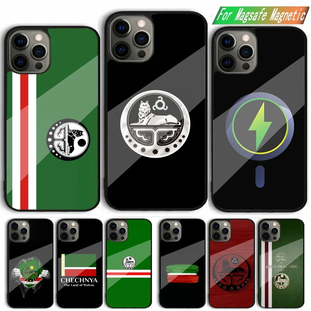 C-Chechen Flag badge Phone Case For iPhone 15,14,13,12,11,Plus,Pro,Max Mini Magsafe Magnetic Wireless Charging