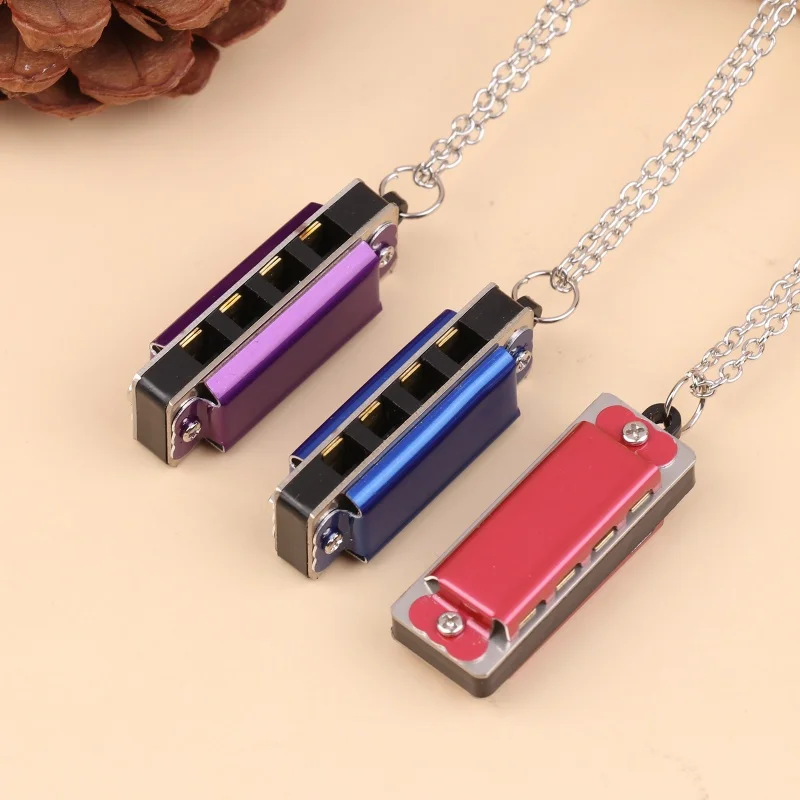 New 4-Hole 8-Tone Mini Necklace Harmonica Musical Instrument Toys For Kids Children's Elementary School Entrance Music Toy Gift view 6
