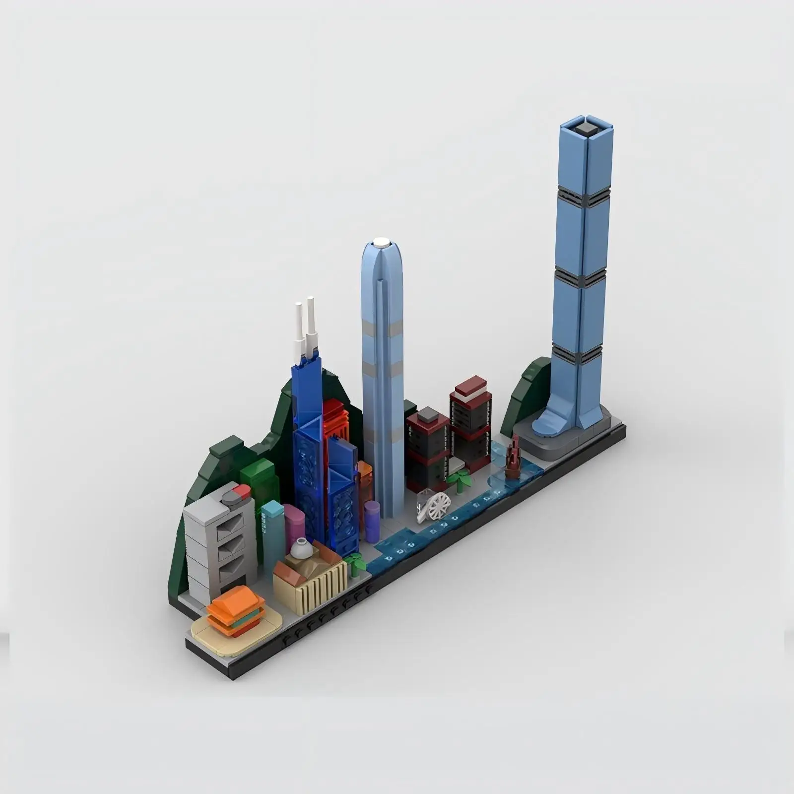MOC Modern Urban Street View Hong Kong Skyline Modell International Financial Center Bausteine Kit Kinderspielzeug Geburtstagsgeschenk