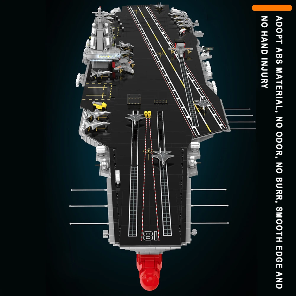 Modelo militar de alta dificultad a gran escala del portaaviones Fujian 003, juguete para regalo para niños, bloques de construcción, 7018 Uds.