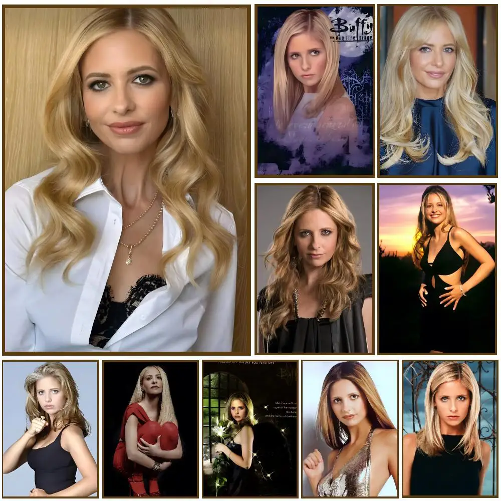 Sarah Michelle Gellar Actor Classic Portrait Poster Self-adhesive Advanced Aesthetic Printing Paper for Living Room Home Decor