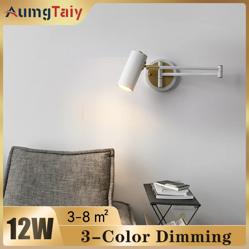 

Nordic Bedroom Bedside Reading Wall Light With Switch USB Charging Wall light with Rotatable Spotlight Indoor Lighting