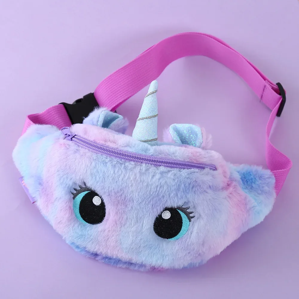 Cartoon Plush Shoulder Bag Little Girl Cute Big Eyes Waist Container Coin Purse Children Messenger Accessories Kids Bag