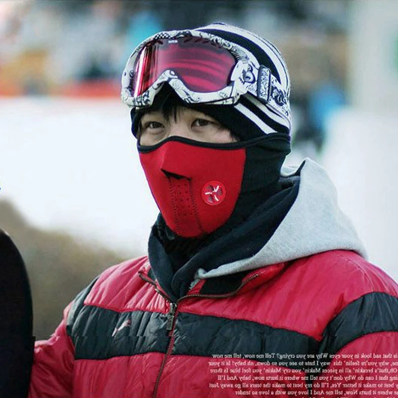 Black/Red/Blue Face Masks with Breathable Hole Unisex Winter Warm Mask Strap Style to Customize Tightness for Outdoor Cycling