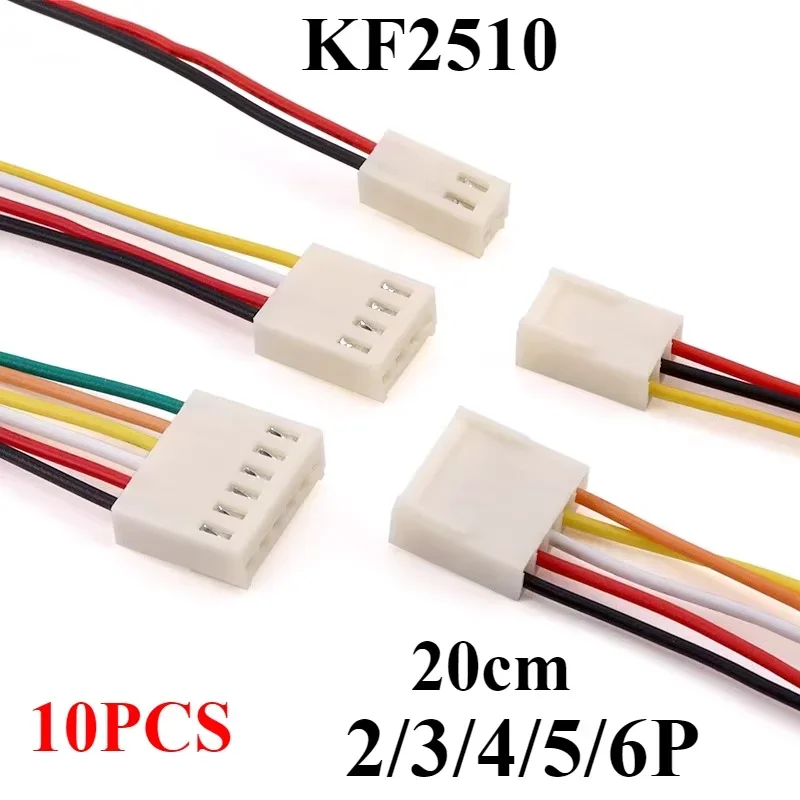 10PCS KF2510 터미널 와이어 2.54mm 간격 2P/3P/4P/5P/6Pin 단일 헤드 전자 케이블 20cm 26AWG 2510 연결 와이어
