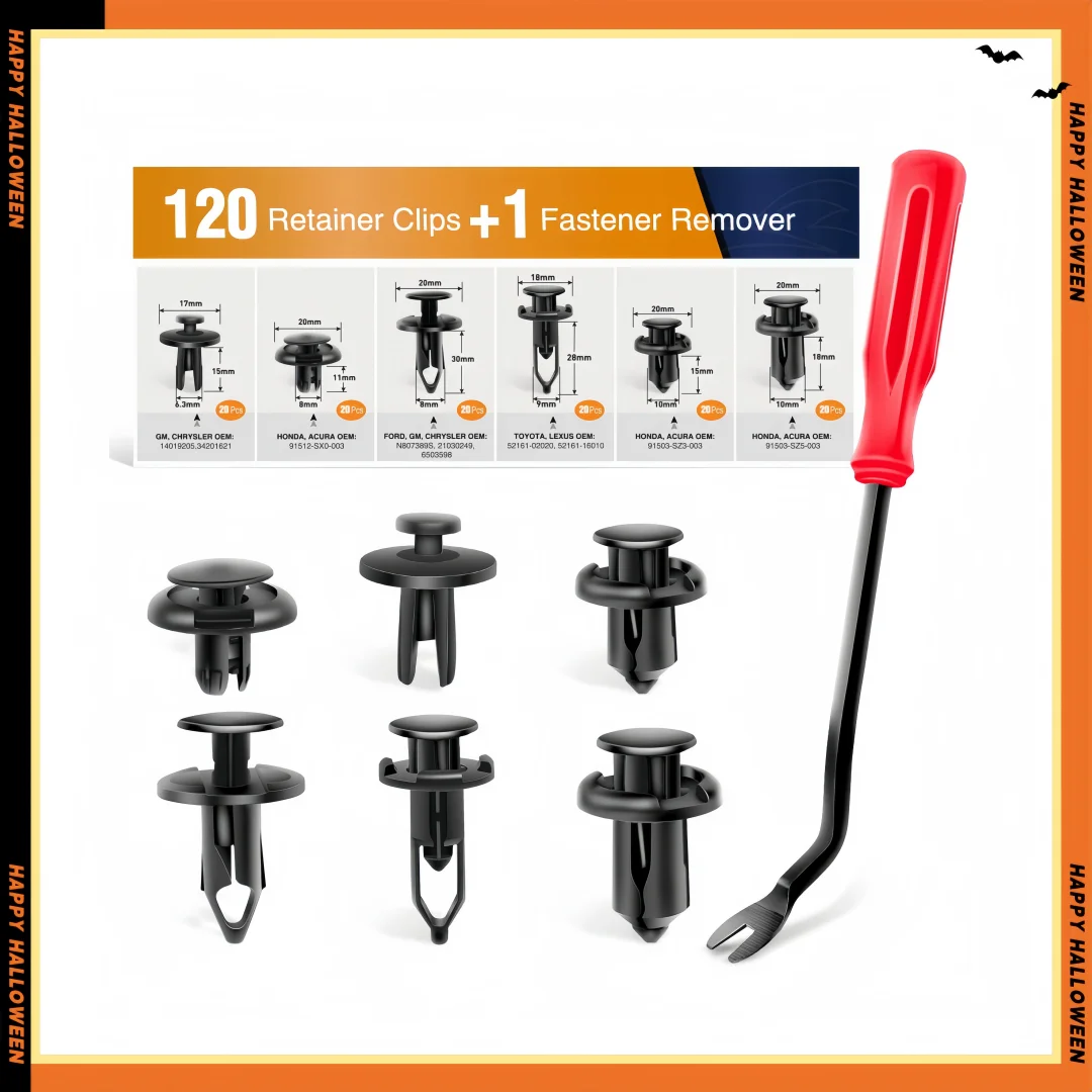 

120PCS Car Retainer Clip Kit, 6.3-10mm Expansion Screws & Fastener Remover for Auto Bumper Rivet Replacement