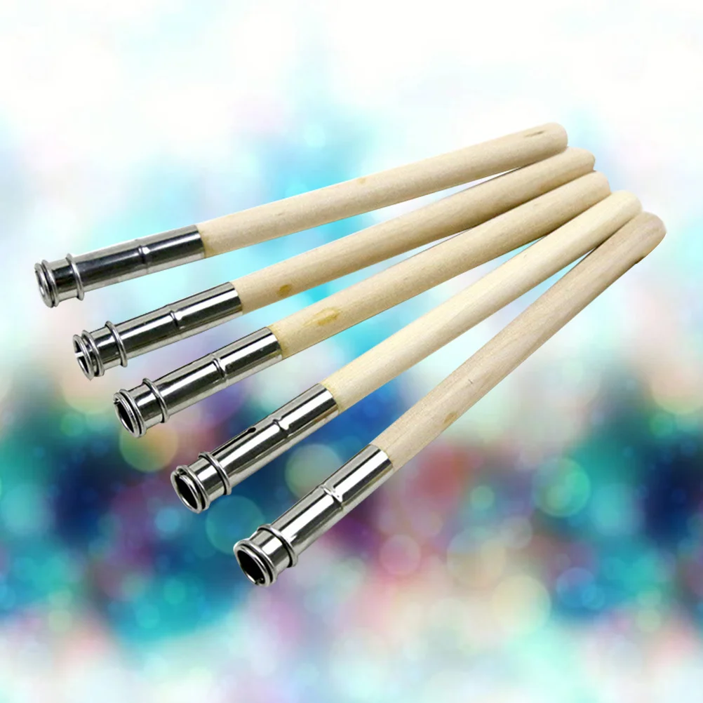 

5Pcs Pencil Extender Premium Metal Clamp Wood Handle for Round Hexagonal Pencils Extended Length Holder Comfort Grip Art Drawing