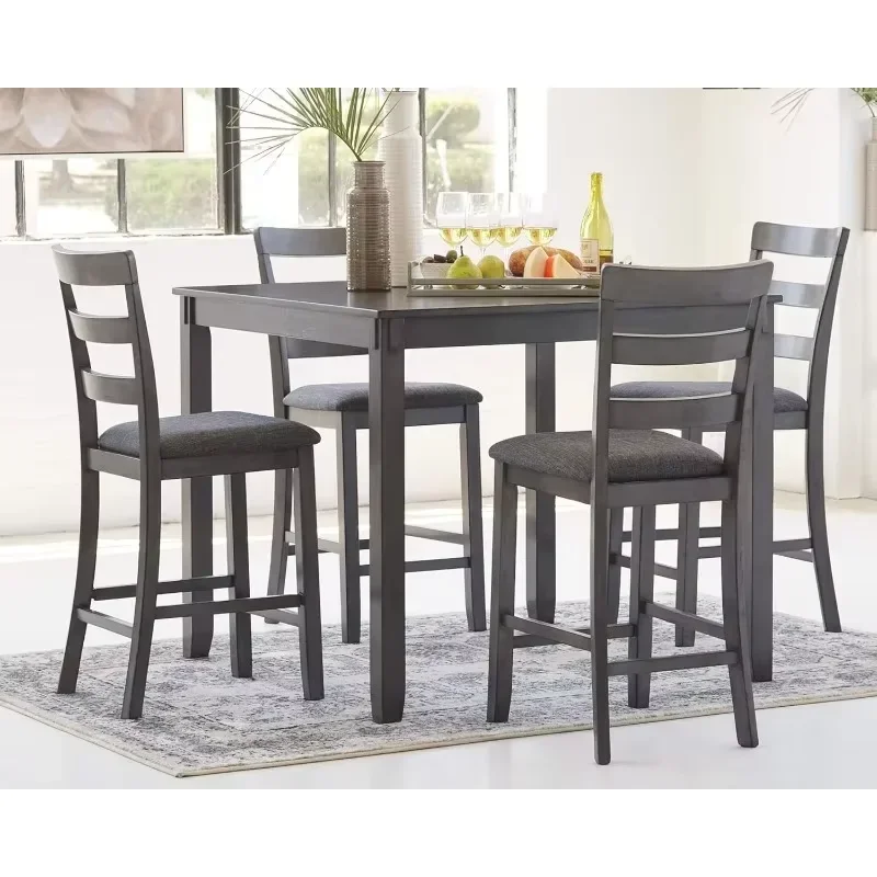 Diseño exclusivo de Ashley Bridson Juego de comedor de 5 piezas con altura de mostrador y mesa y 4 taburetes de bar