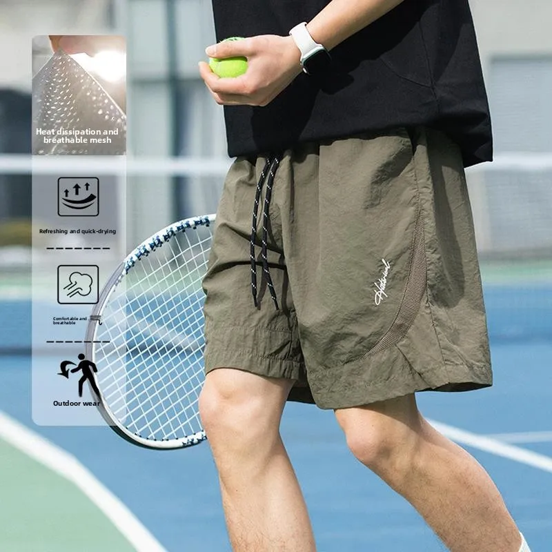 

Summer Outdoor Qui Dry Sports orts American Embroidery Me Breathable High Street Loose Casual Five-Quarter Pants for Men