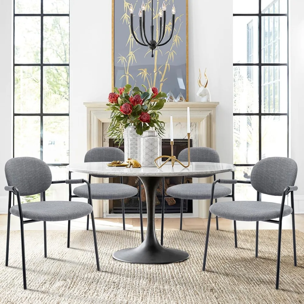 

Modern Dining Chairs Set of 4, Set of 4 Dining Chairs with Back, Small Upholstered Side Dining Armchairs