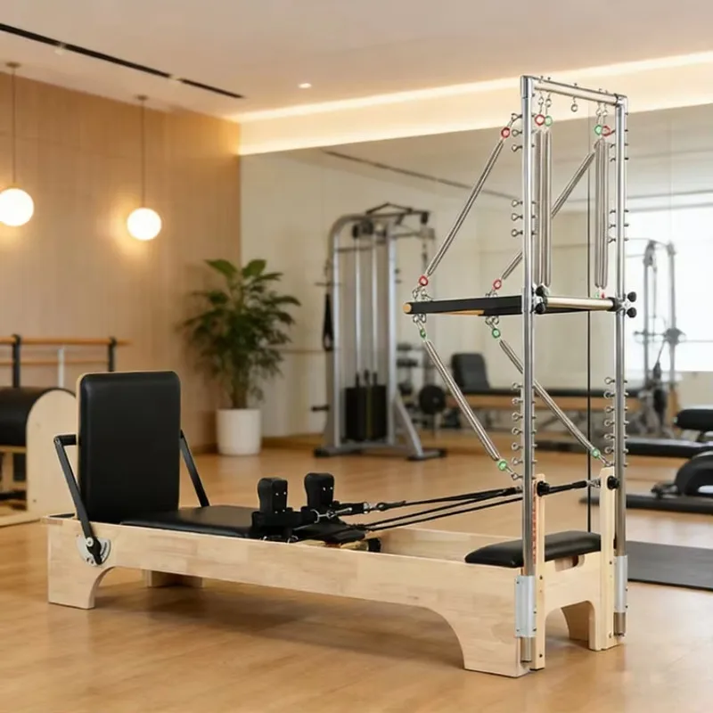 Durable and Portable Oak Reformer Half Tower Pilates Bed Home Studio and Commercial Use Adjustable for Optimal Body Health
