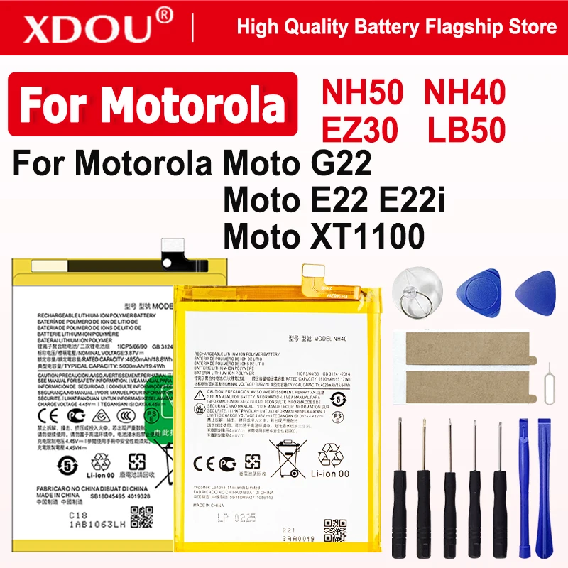 NH50 NH40 EZ30 LB50 Battery For Motorola Moto G22 XT2231-2 Moto E22 E22i LB50  XT1100 Google Nexus 6 Phone Batteries+Tools